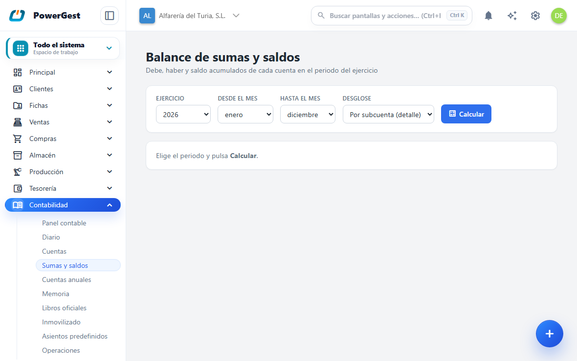 El balance de sumas y saldos