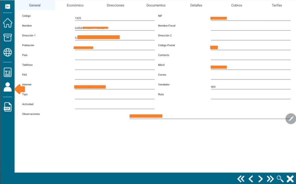 Funcionamiento catálogo virtual en Tablets 27 FICHA DE CLIENTE