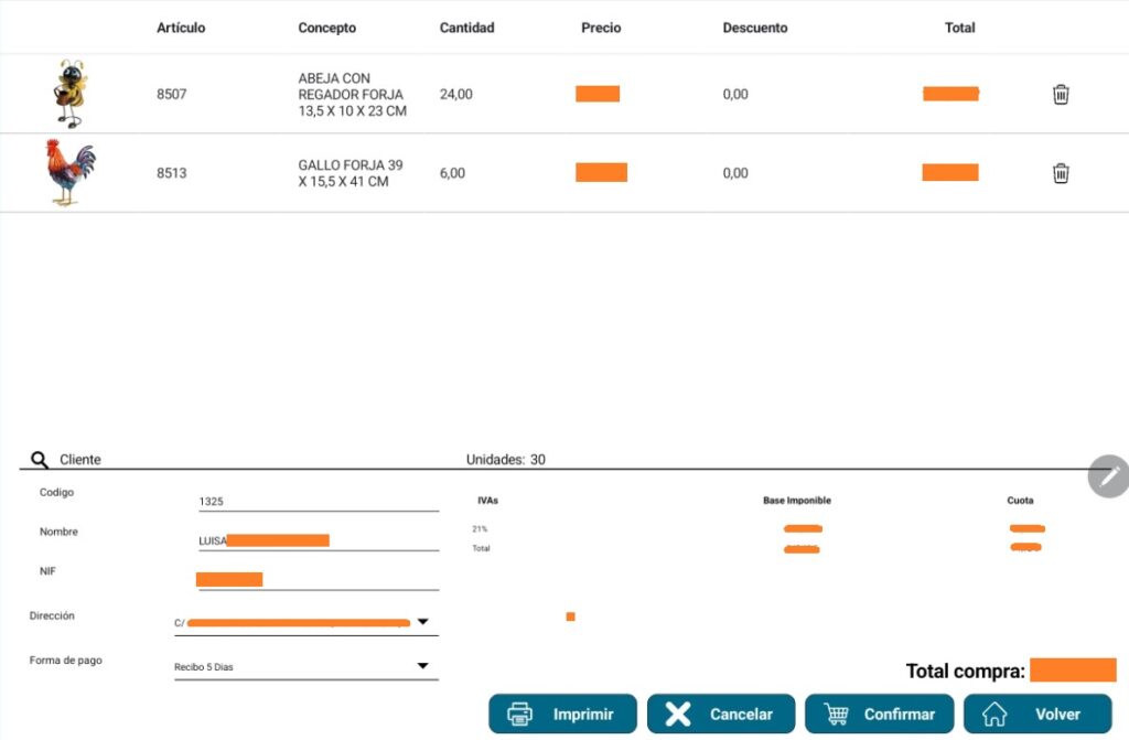 Funcionamiento catálogo virtual en Tablets 25 previa a confirmar pedido
