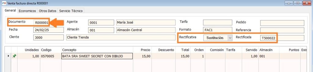 Factura de sustitucion