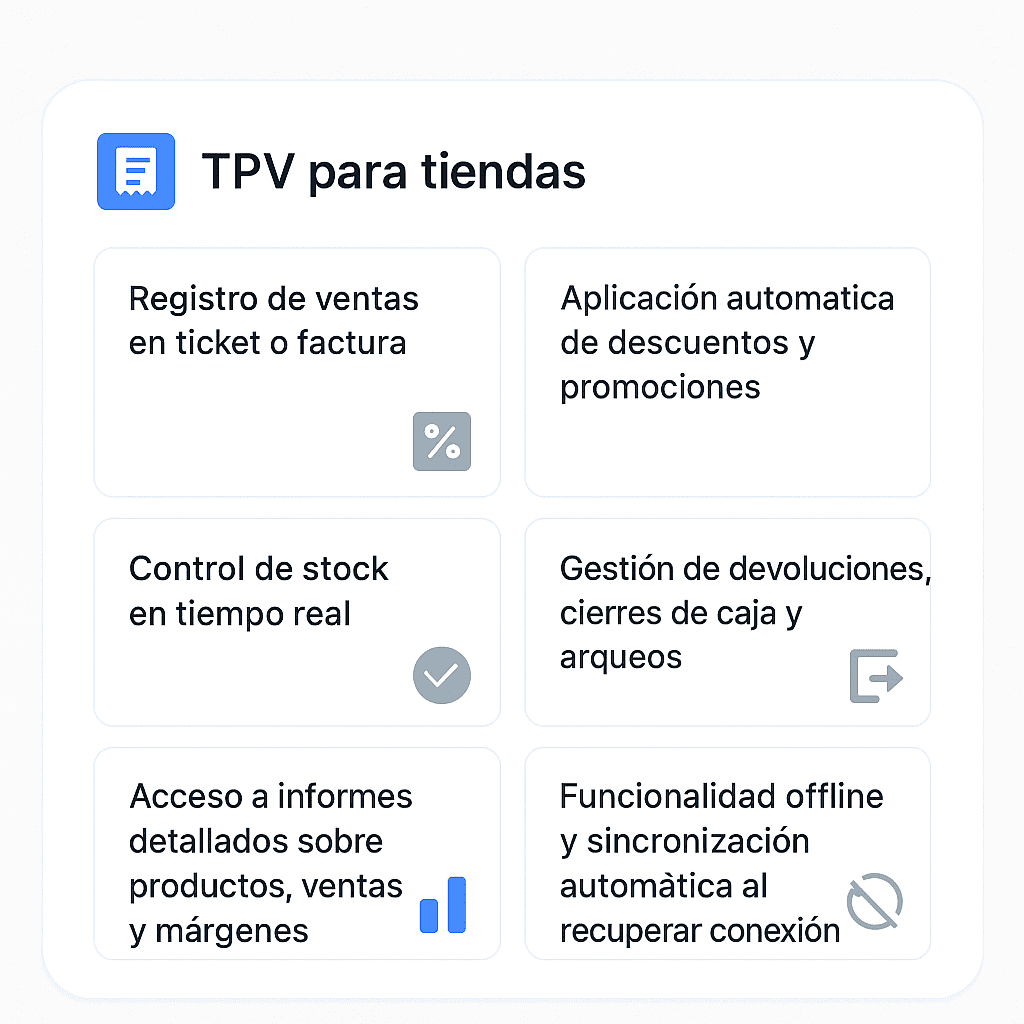 Funciones clave del TPV para tiendas y comercios