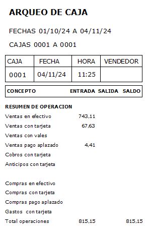 Cómo se realiza un Arqueo de Caja 19 RESUMEN DE OPERACION DE ARQUEO