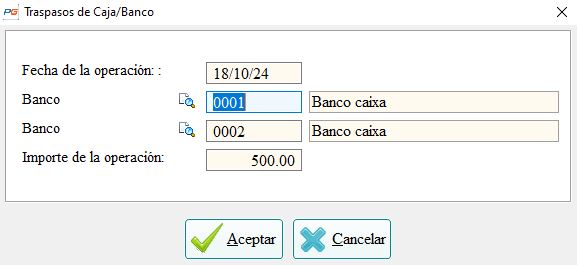 Cómo se realiza un Arqueo de Caja 4 TRASPASO ENTRE BANCOS
