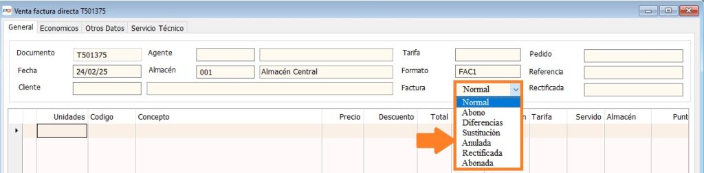 Tipos de facturas rectificativas