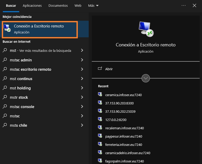 conexion escritorio remoto