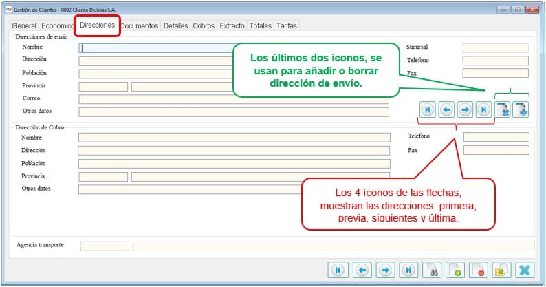 direcciones cliente