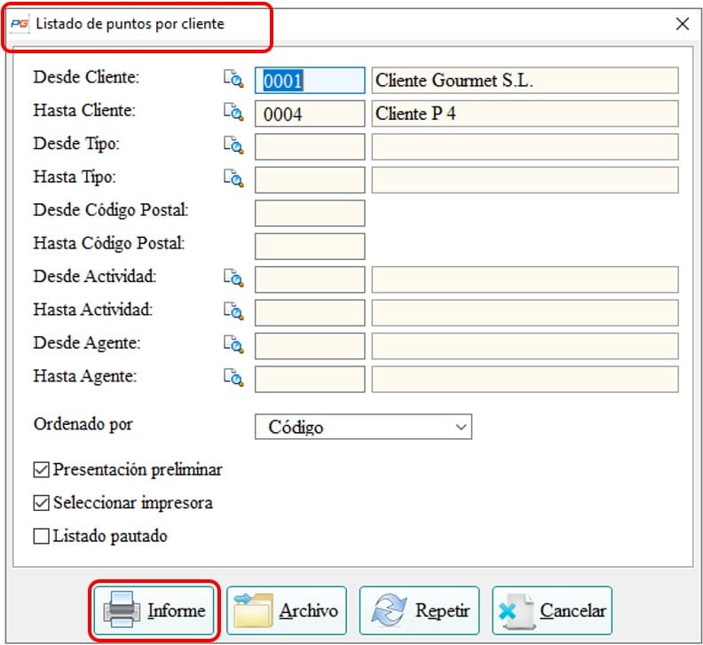 listado puntos