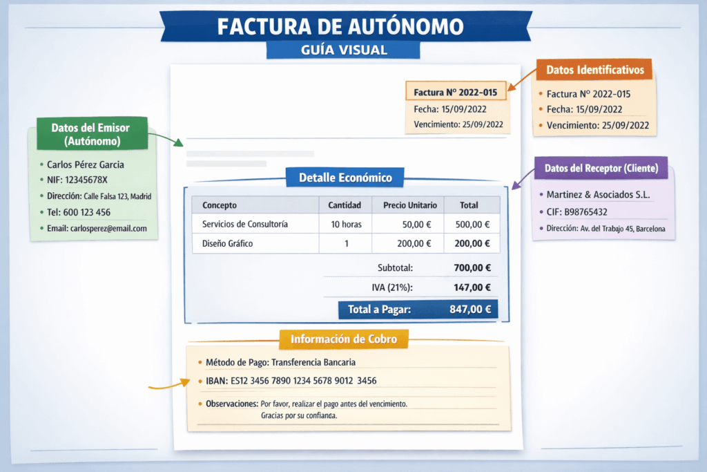 Factura autónomo ejemplo real